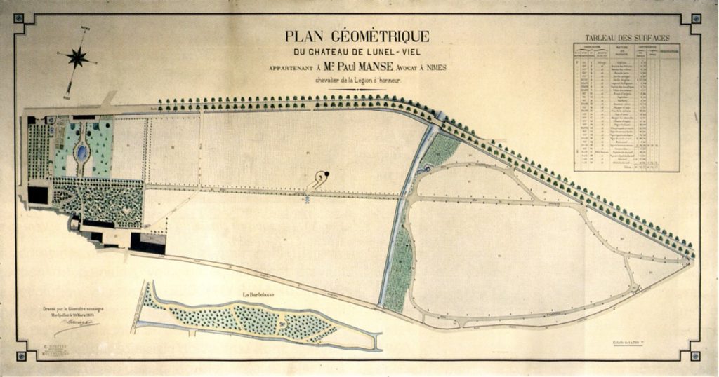 Plan géométrique du château de Lunel-Viel du 20 mars 1895