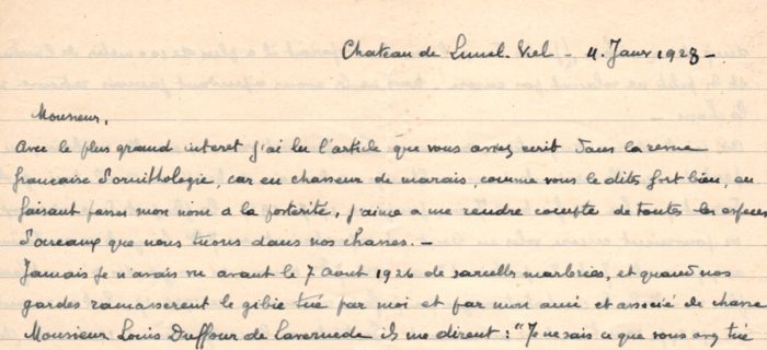 Extrait d’une lettre de Léon Manse au docteur Bournier le 4 janvier 1928