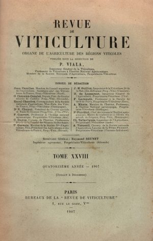 Revue de Viticulture de P. Viala (1907), conservée dans la bibliothèque Manse